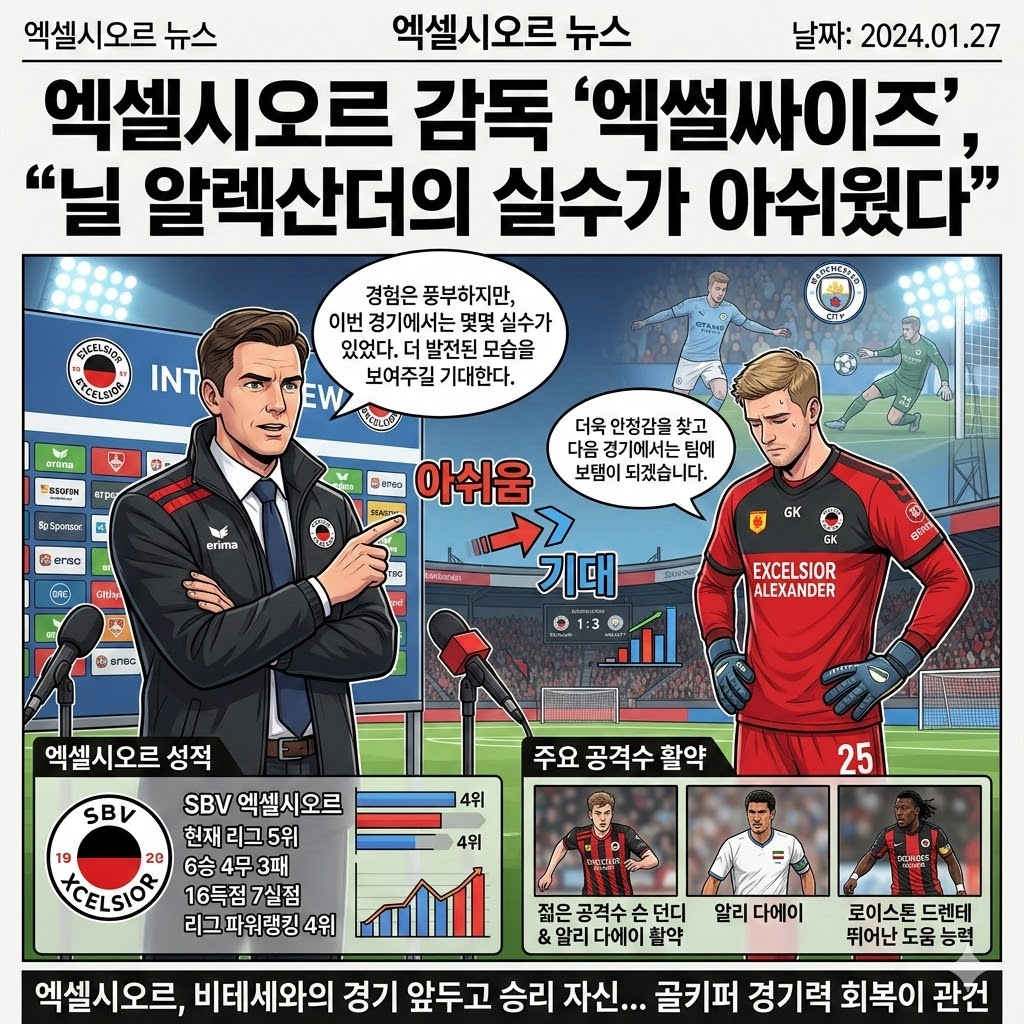 엑셀시오르 감독[닐 알렉산더, 맨시티전 아쉬운 경기